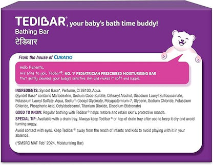 Tedibar Moisturising Baby Bathing Bar 100x2g (Pack of 1) 100% Soap Free No. 1* Pediatrician Prescribed Moisturising Bar - By Torrent Pharma