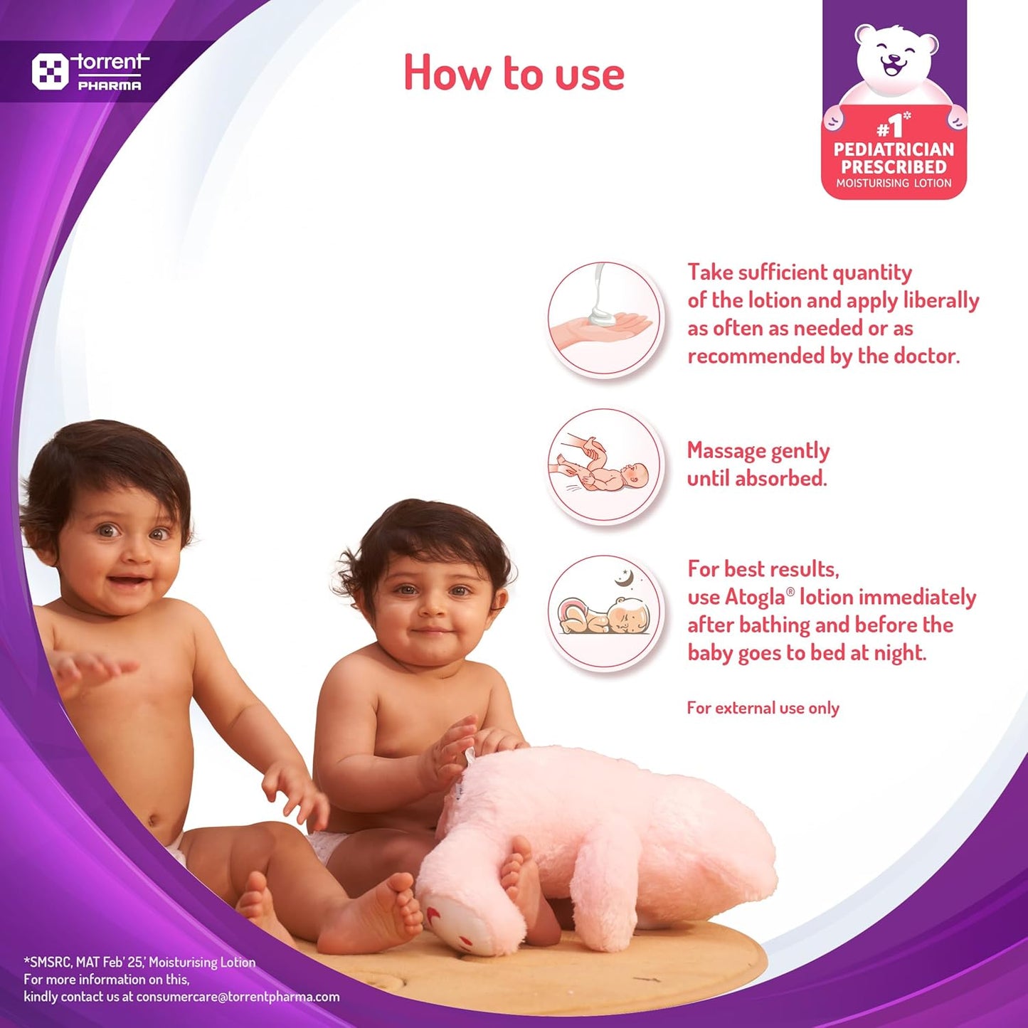 Atogla Baby Lotion 200ml from Tedibar Family | No. 1* Pediatrician prescribed Moisturising Lotion- By Torrent Pharma