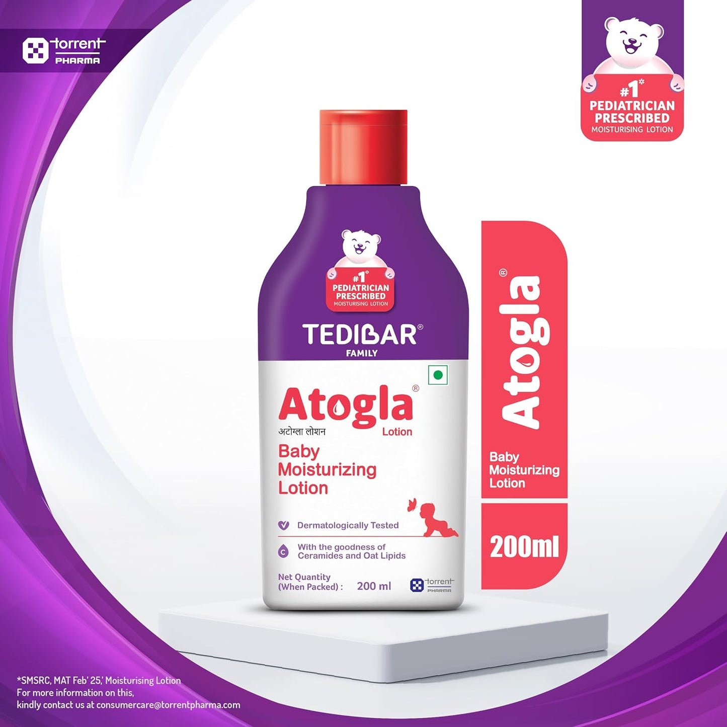 Atogla Baby Lotion 200ml from Tedibar Family | No. 1* Pediatrician prescribed Moisturising Lotion- By Torrent Pharma