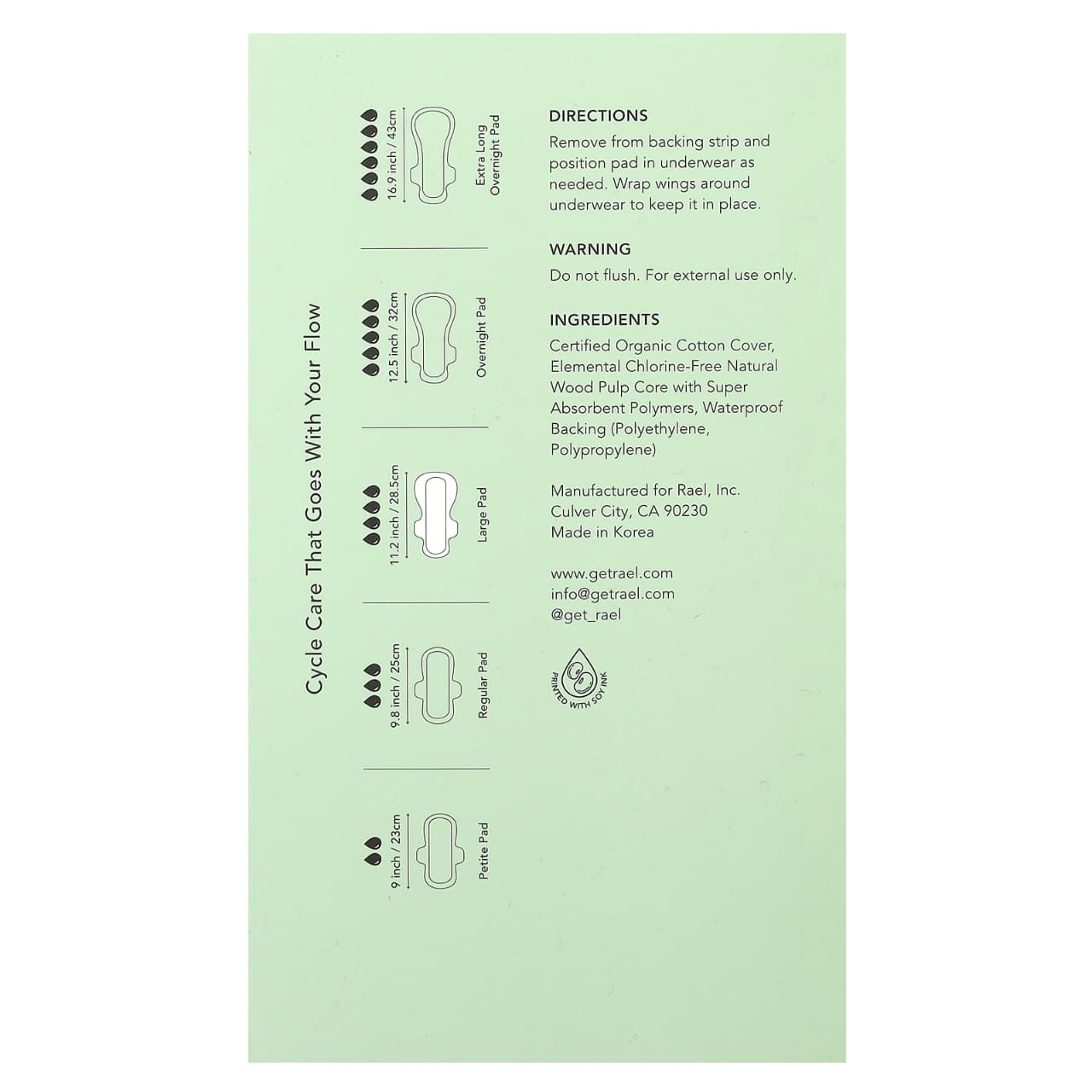 Rael Organic Cotton Cover Pads - Large